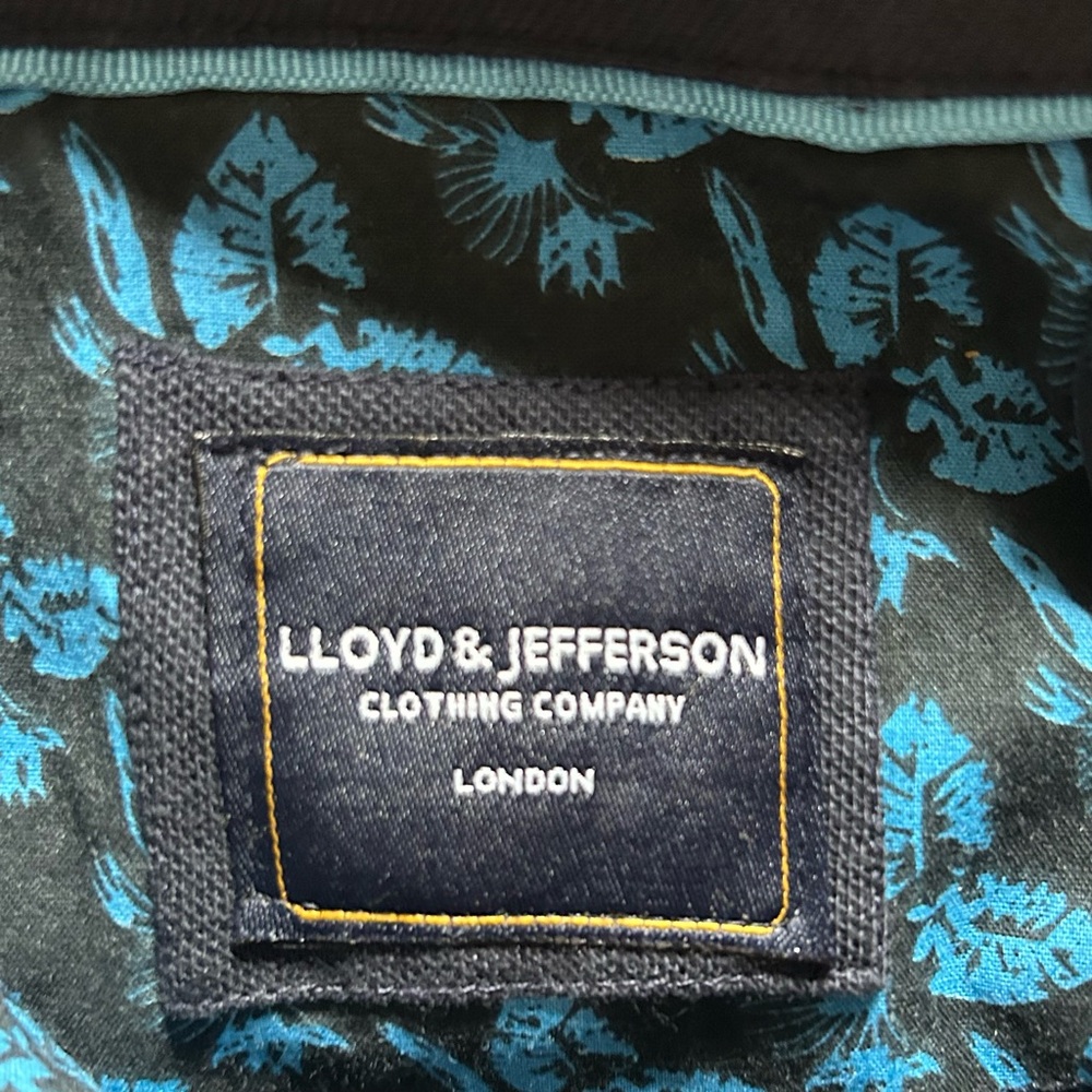 Lloyd and Jefferson Men’s Navy Polo with Teal Accents - Picture 7 of 10